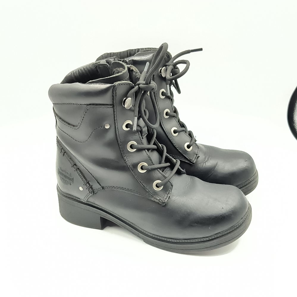 Harley Davidson Elowen Black Leather Motorcycle Boots Women's D83519